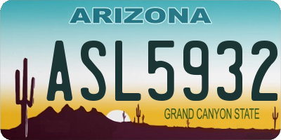 AZ license plate ASL5932