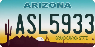 AZ license plate ASL5933