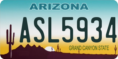 AZ license plate ASL5934