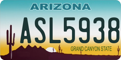 AZ license plate ASL5938