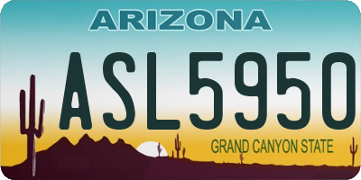 AZ license plate ASL5950