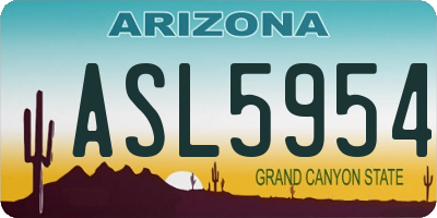 AZ license plate ASL5954