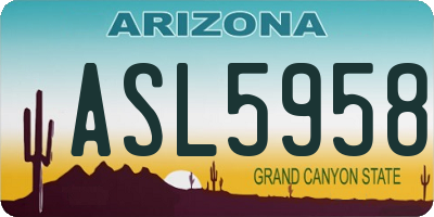 AZ license plate ASL5958