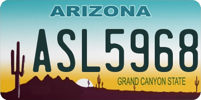 AZ license plate ASL5968