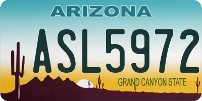 AZ license plate ASL5972