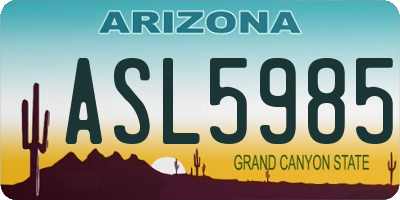 AZ license plate ASL5985