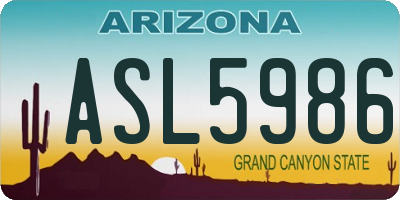 AZ license plate ASL5986