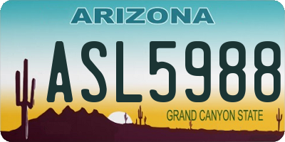 AZ license plate ASL5988