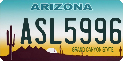 AZ license plate ASL5996