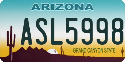 AZ license plate ASL5998