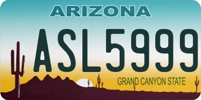 AZ license plate ASL5999