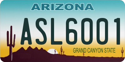 AZ license plate ASL6001