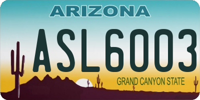 AZ license plate ASL6003