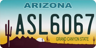 AZ license plate ASL6067