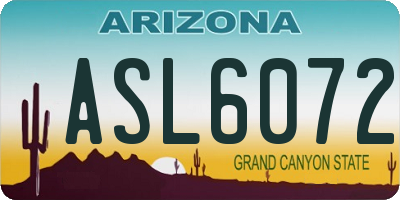 AZ license plate ASL6072