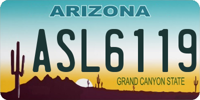 AZ license plate ASL6119