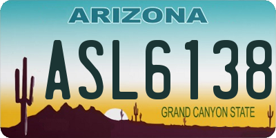 AZ license plate ASL6138