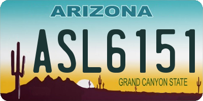 AZ license plate ASL6151