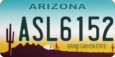 AZ license plate ASL6152