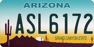 AZ license plate ASL6172