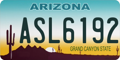 AZ license plate ASL6192