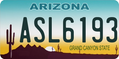 AZ license plate ASL6193