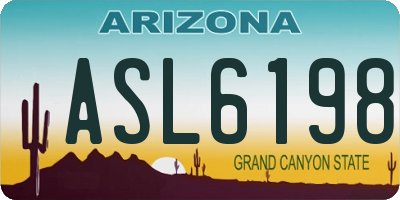 AZ license plate ASL6198