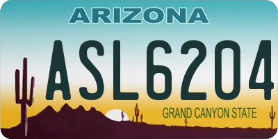 AZ license plate ASL6204