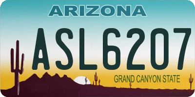 AZ license plate ASL6207