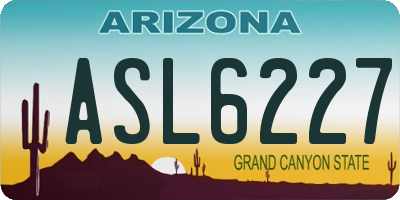 AZ license plate ASL6227