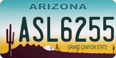 AZ license plate ASL6255