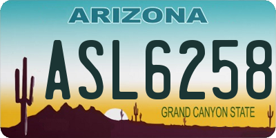AZ license plate ASL6258