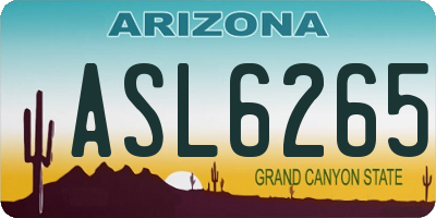 AZ license plate ASL6265