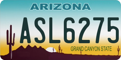 AZ license plate ASL6275