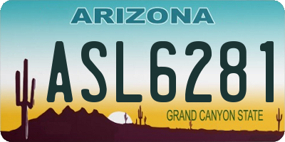 AZ license plate ASL6281