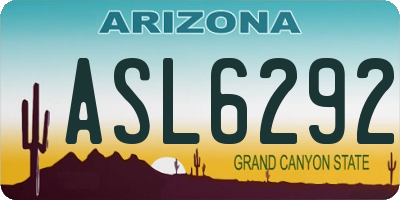 AZ license plate ASL6292