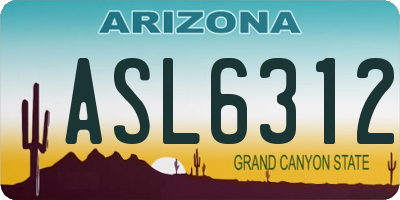 AZ license plate ASL6312