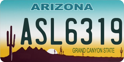 AZ license plate ASL6319