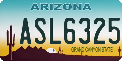 AZ license plate ASL6325