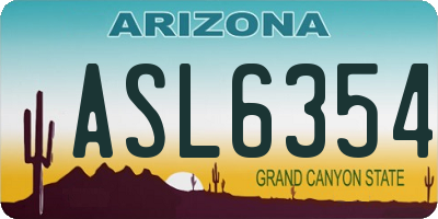 AZ license plate ASL6354