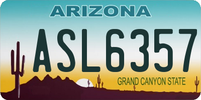 AZ license plate ASL6357