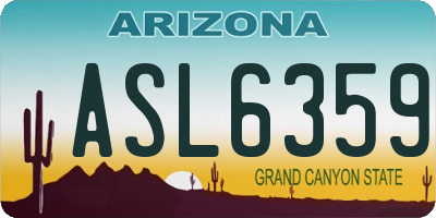 AZ license plate ASL6359