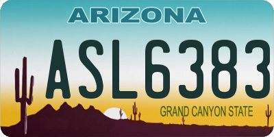 AZ license plate ASL6383