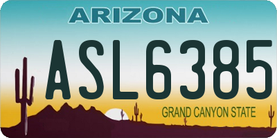 AZ license plate ASL6385