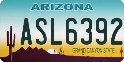 AZ license plate ASL6392