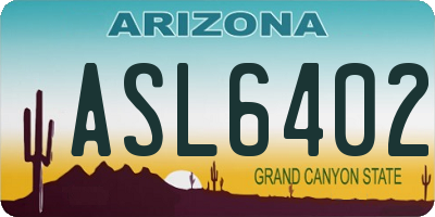 AZ license plate ASL6402