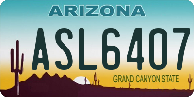AZ license plate ASL6407
