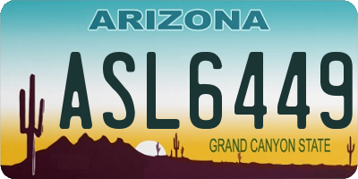 AZ license plate ASL6449