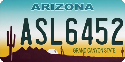 AZ license plate ASL6452