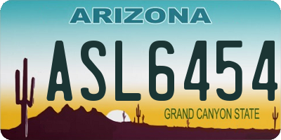AZ license plate ASL6454
